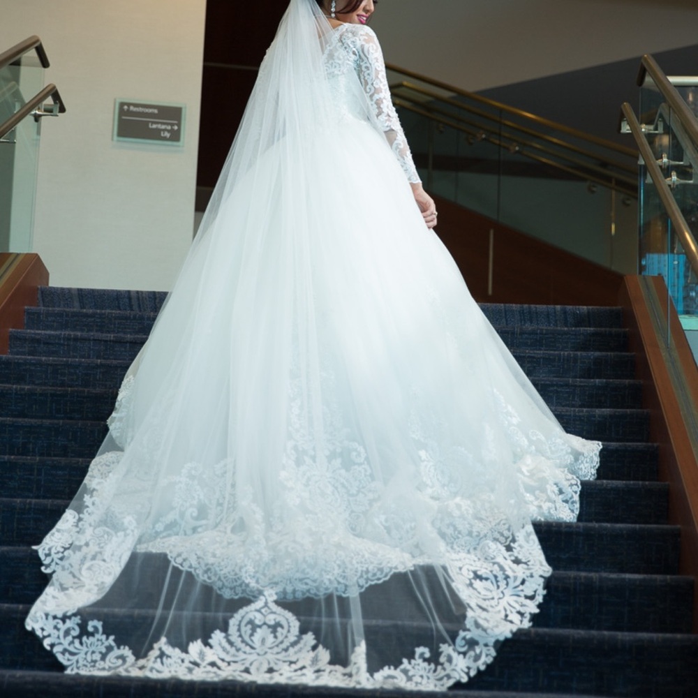 Elegant White Lace Wedding Dress custom made by request